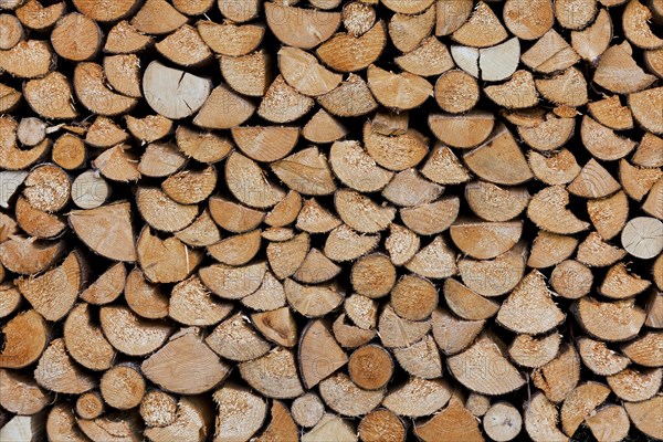 Stack of split firewood used as wood fuel