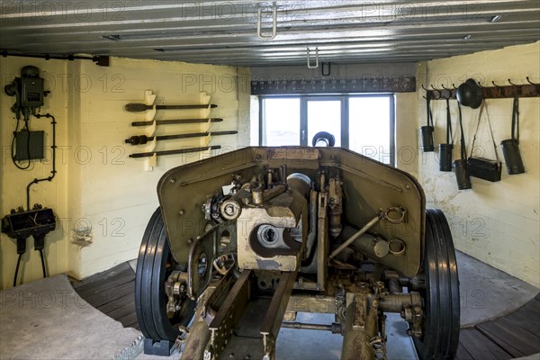 German WWII Pak 40 75 mm anti-tank gun in bunker at Raversyde Atlantikwall