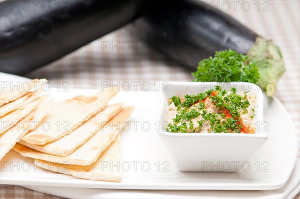 Fresh traditional moutabal baba ghanoush eggplant dip