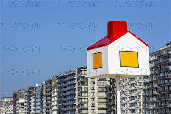 Reference point in the shape of a house for children at the beach and flats