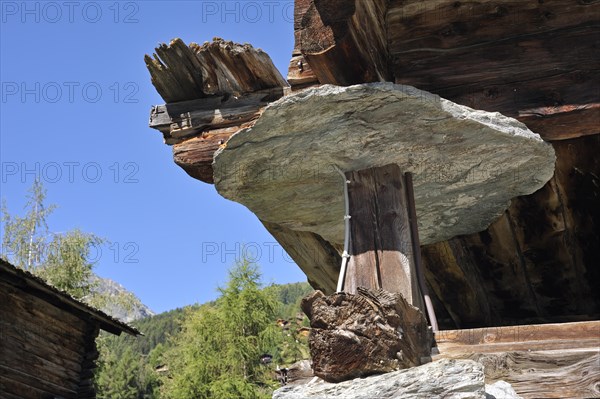 Detail of traditional wooden granary