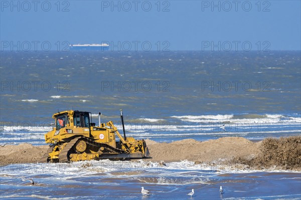 Bulldozer used for sand replenishment