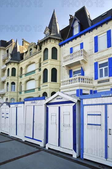 Beach cabins on the sea dyke