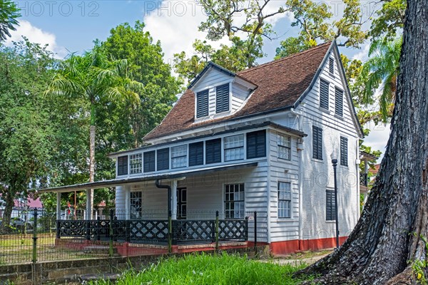 Dutch white wooden colonial officer's house at Fort Zeelandia