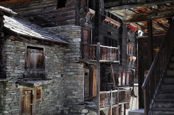 Alley with old traditional wooden houses