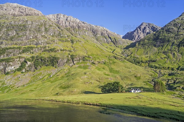 Achnambeithach Cottage on the shores of Loch Achtriochtan at the foot of Aonach Dubh