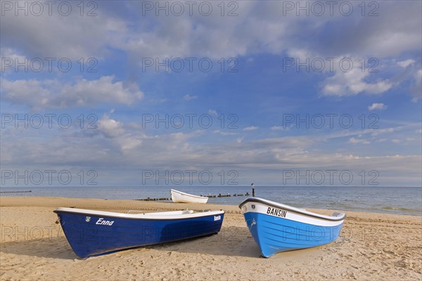 Traditional fishing boats in the dunes along the Baltic Sea at Bansin