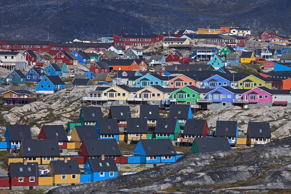 Colourful houses at the town Ilulissat