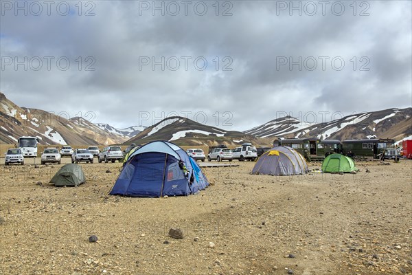 Tents at campsite in the Landmannalaugar valley
