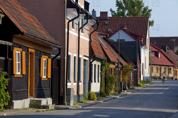 Traditional houses in street of the Hanseatic town Visby