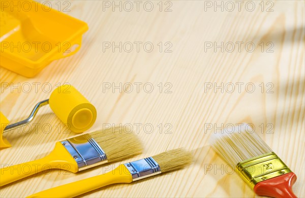 Painting tools on wooden panels