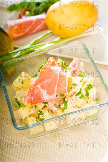 Fresh home made parma ham and potato salad