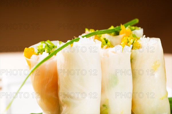 Fresh tipycal vietnamese style summer rolls