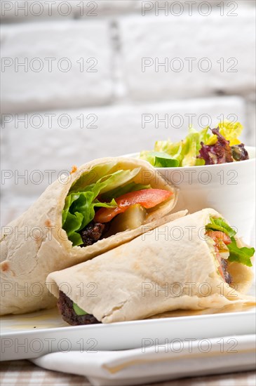 Kafta shawarma chicken pita wrap roll sandwich traditional arab mid east food