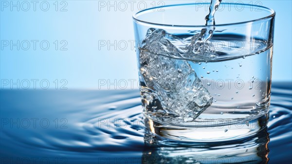 A clear glass filled with water and ice