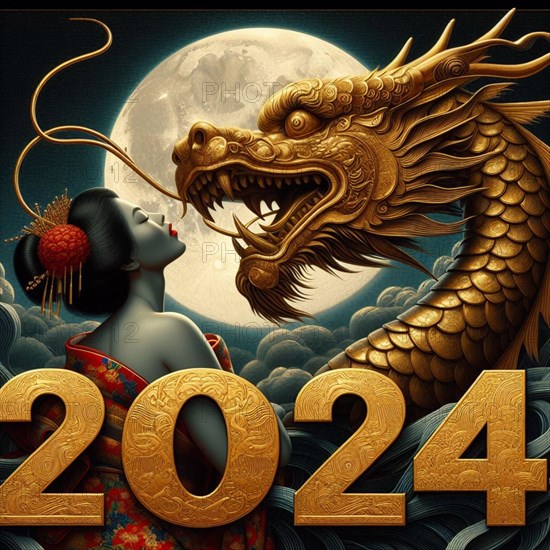 Happy Chinese new year 2024 poster card