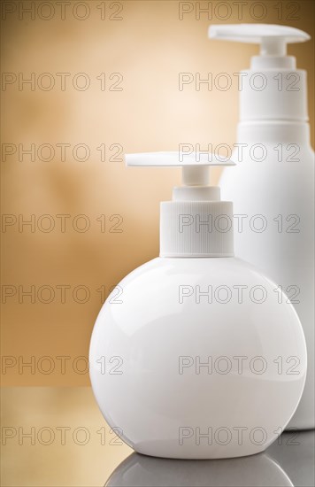 Copyspace view on two white round bottles