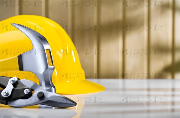 Hammer and metal cutter with helmet