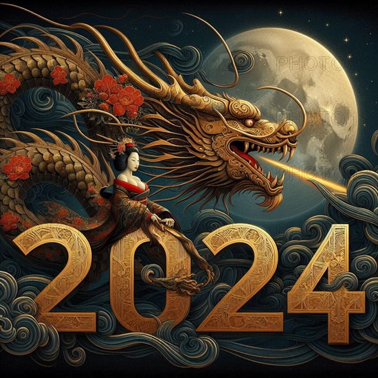 Happy Chinese new year 2024 poster card