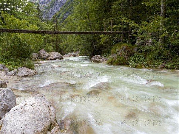 Suspension bridge over the Soca River