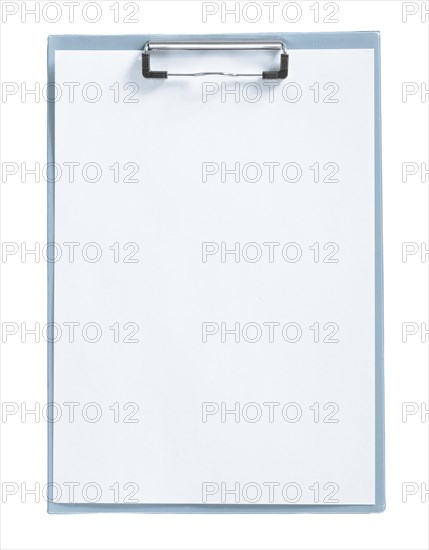 Isolated grey paperclip with sheet