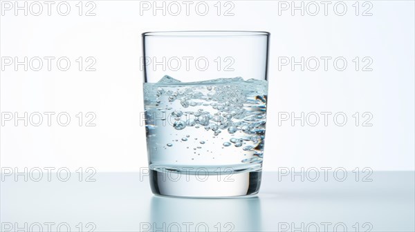 A clear glass filled with water and bubbles
