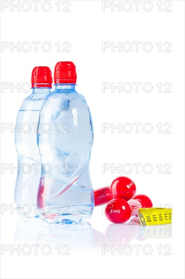 Bottles and dumbbells and tape measure insulated