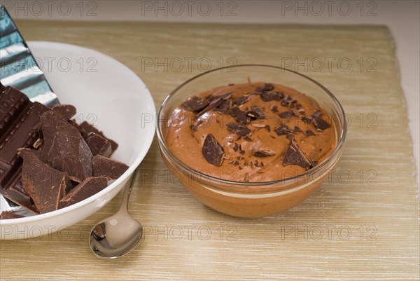 Fresh homemade chocolate mousse made with bitter chocolate