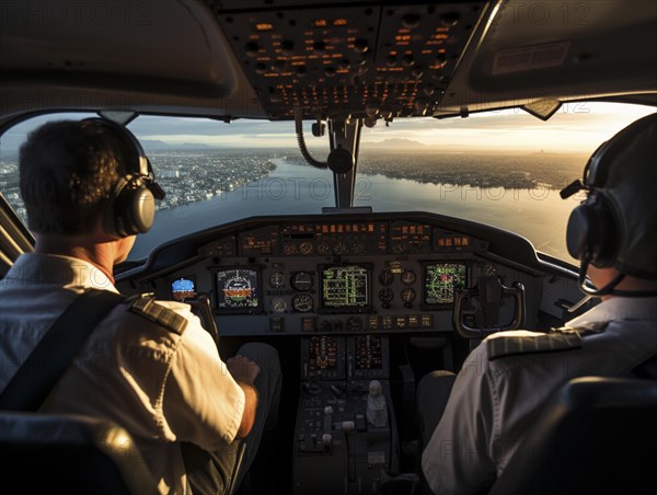 View from the cockpit with 2 pilots