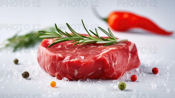 Raw meat with rosemary