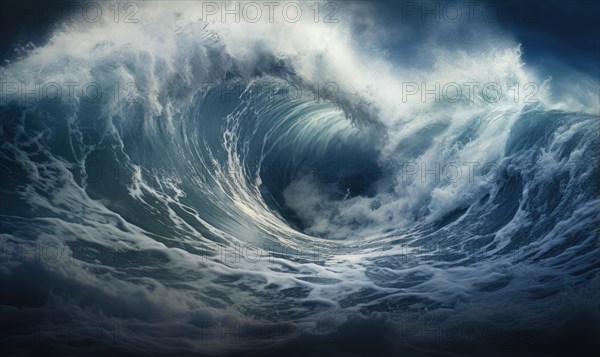 Surfing ocean wave. Blue ocean wave. Nature background. Big ocean waves Ai generated