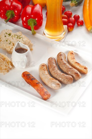 Selection of all main type of german wurstel saussages