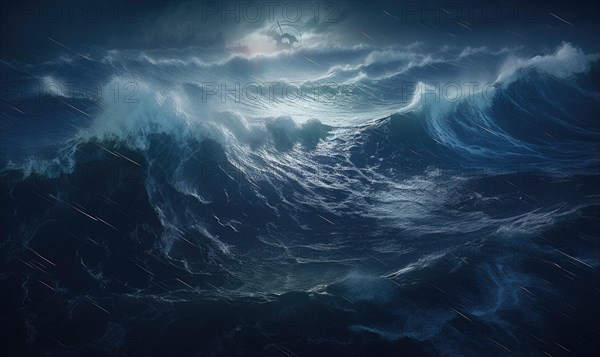 Surfing ocean wave. Blue ocean wave. Nature background. Big ocean waves Ai generated