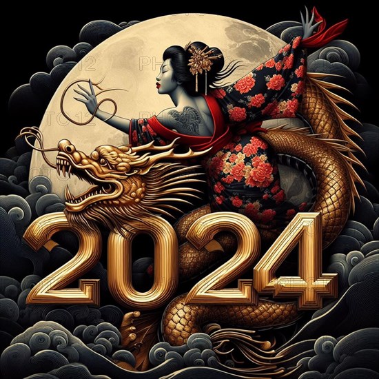 Happy Chinese new year 2024 poster card