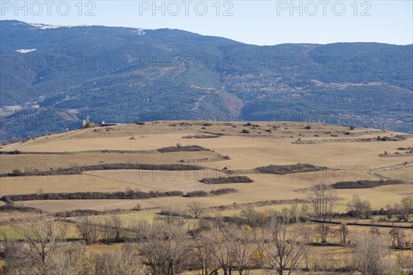 Agricultural landscape in autumn in the Cerdanya area in the province of Gerona in Catalonia in Spain