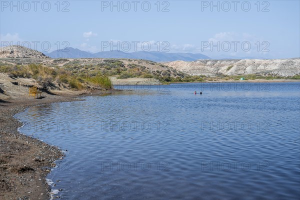 People bathing in the Tuz Kul salt lake