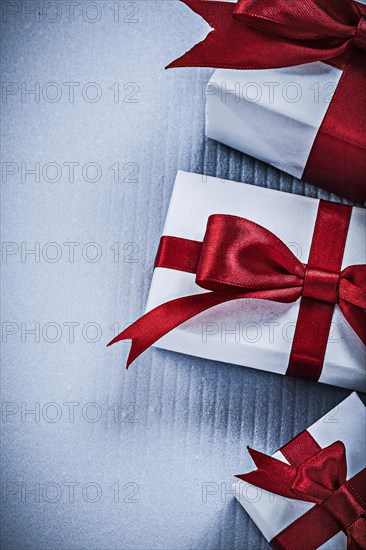 Set of present boxes on white background holidays concept