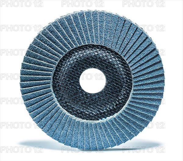 Abrasive treatment tool blue sanding flap disc isolated