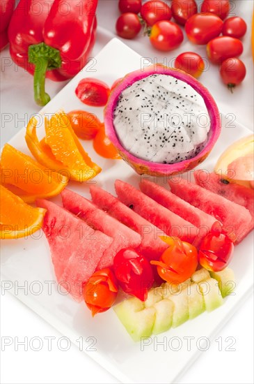 Mixed plate of fresh fruits