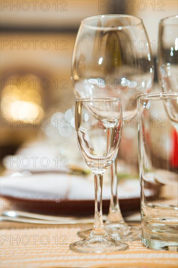 Empty glasses on the table