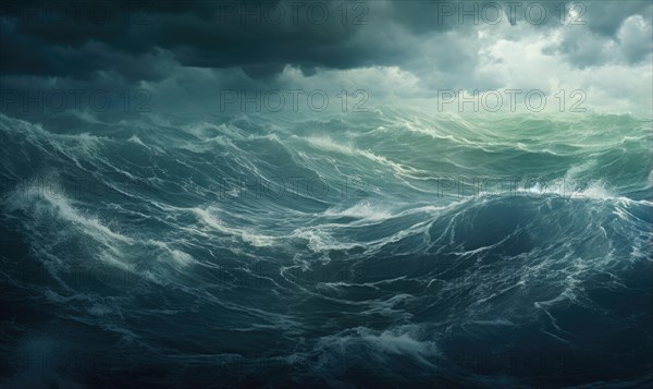 Surfing ocean wave. Blue ocean wave. Nature background. Big ocean waves Ai generated