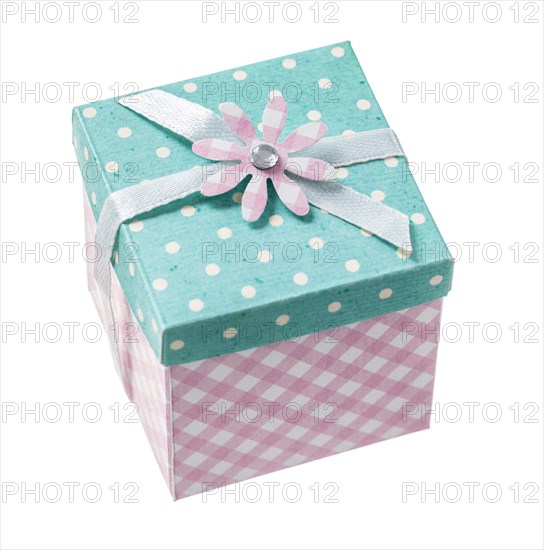 Handmade boxed present isolated on white