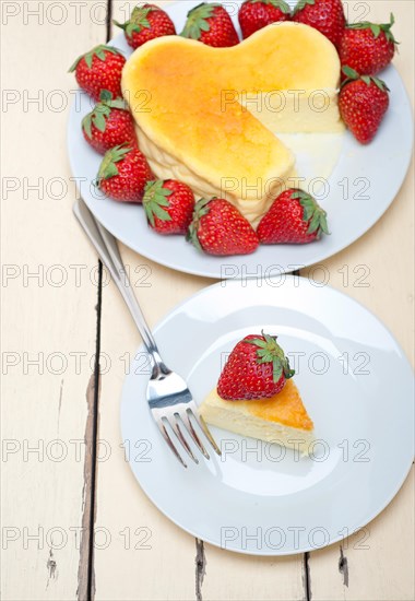 Heart shaped cheesecake with strawberryes ideal cake for valentine day