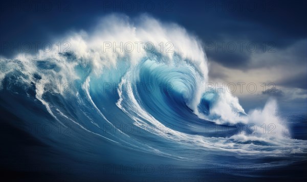 Surfing ocean wave. Blue ocean wave. Nature background. Big ocean waves Ai generated