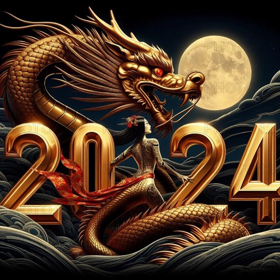 Happy Chinese new year 2024 poster card