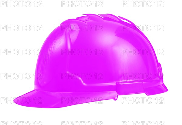 Safety helmet pink colour against a white background
