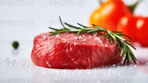 Raw meat with rosemary