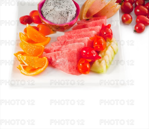 Mixed plate of fresh fruits