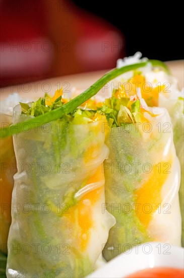 Fresh tipycal vietnamese style summer rolls