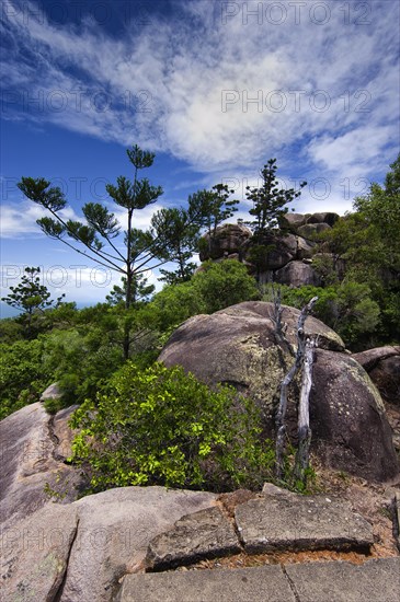 Hiking trail with granite rocks
